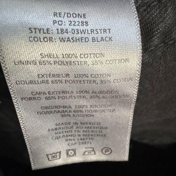 NWT Re/Done 70s Low Rise Straight Leg Jeans Washed Black - Picture 9 of 10